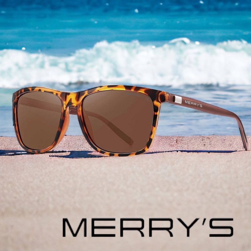 MERRY’S Unisex Polarized Aluminum Sunglasses Leopard Frame Brown Lens & Temples
